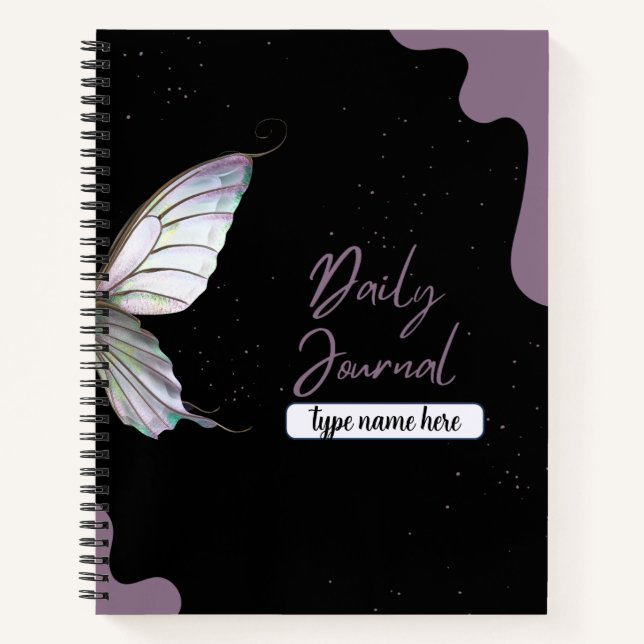 Elegantes Leaf & Butterfly Journal - Lavender&Blac Notizbuch (Vorderseite)