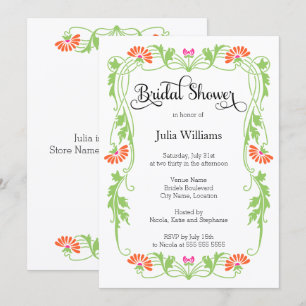 Elegantes Leaf Florals und Wirbel Brautparty Einladung