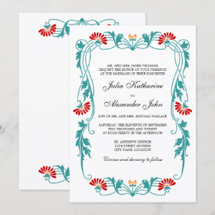 Elegantes Leaf Florals und Wirbel Einladung