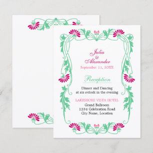 Elegantes Leaf Florals und Wirbel Empfang Cards Einladung