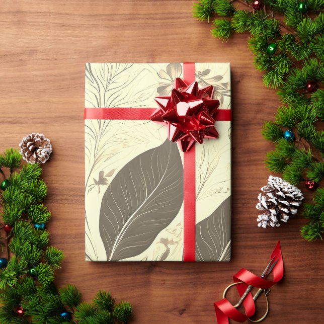 Elegantes Leaf Luxury Wrapping Paper Geschenkpapier (Feiertagsgeschenk)
