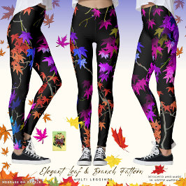 Elegantes Leaf- und Branch-Muster Multi-Leggings Leggings