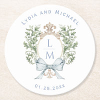 Elegantes Leaf-Wappen mit Bow | Monografische Hoch
