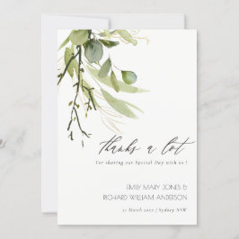 ELEGANTES LEAFEN GREEN FOLIAGE WATERCOLOR WEDD DANKESKARTE
