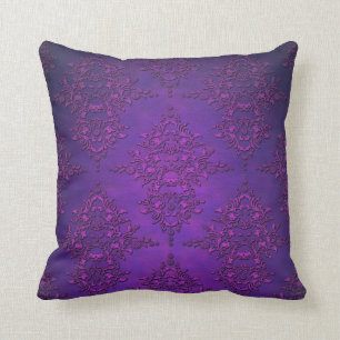 Elegantes lebendiges violettes Damastmuster Kissen