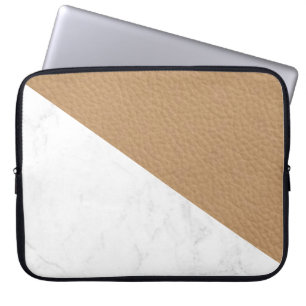 Elegantes Leder-Imitat Marmormaskuline Blüte Laptopschutzhülle