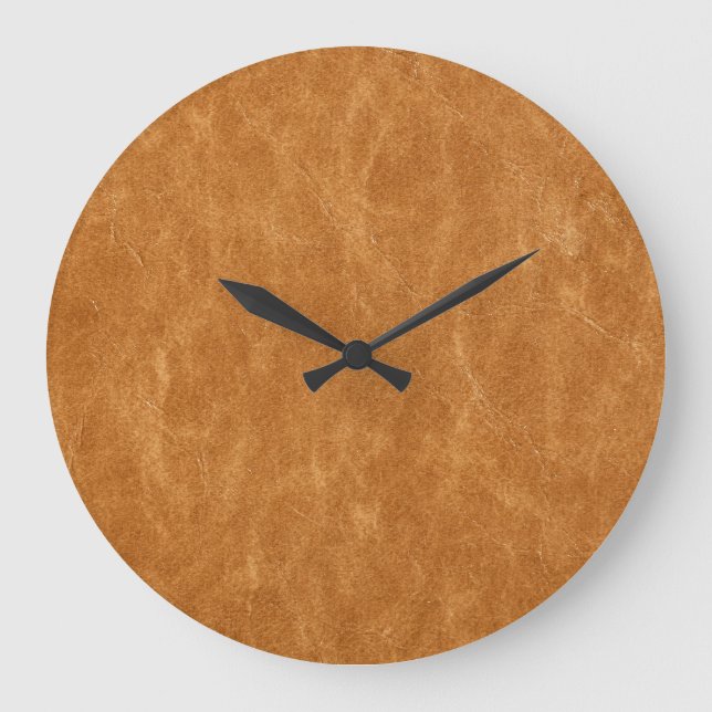 Elegantes Lederhintergrund Große Wanduhr (Vorderseite)