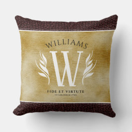 Elegantes Lederleder und Vintages Namensmotto Kissen