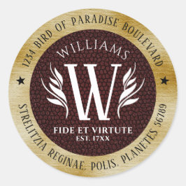 Elegantes Lederleder und Vintages Namensmotto Runder Aufkleber