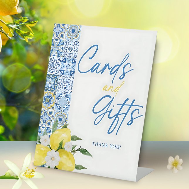 Elegantes Lemon Baby Shower Geschenke und Karten U Sockelschild (Von Creator hochgeladen)