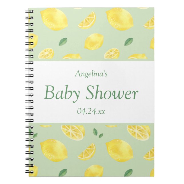 Elegantes Lemon Baby Shower Gift List-Notebook Notizblock (Vorderseite)