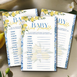 Elegantes Lemon Baby Shower Word Scramble Game