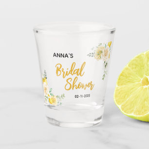 Elegantes Lemon Floral Brautparty Schnapsglas
