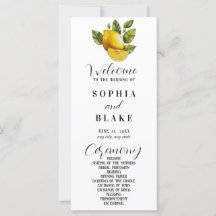 Elegantes Lemon & Greenery White Wedding Programm