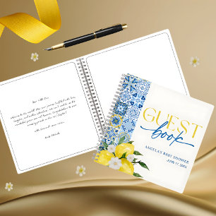 Elegantes Lemon Mediterranean Baby Shower Guest Bo Notizbuch