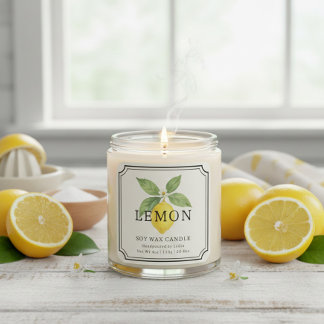 Elegantes Lemon Soy Wax Candle Business Label Quadratischer Aufkleber