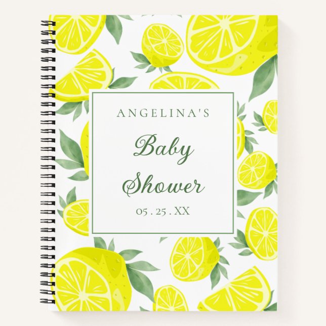 Elegantes Lemons Baby Shower Gift List Notebook Notizbuch (Vorderseite)