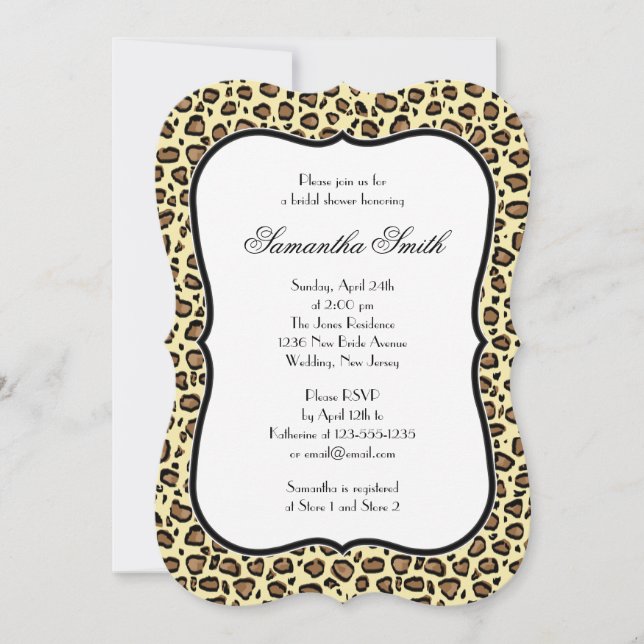 Elegantes Leopard Animal Print Brautparty Einladung (Vorderseite)