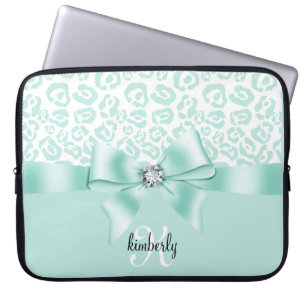 Elegantes Leopard-Bogen u. Diamant Laptopschutzhülle