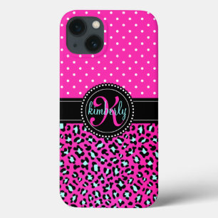 Elegantes Leopard-Druck-Rosa punktiert Girly iPhone 13 Hülle
