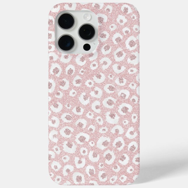 Elegantes Leopard Muster Rose Gold Rosa Weiß Case-Mate iPhone Hülle (Rückseite)