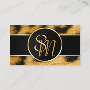 Elegantes Leopard Print Monogram - Visitenkarte