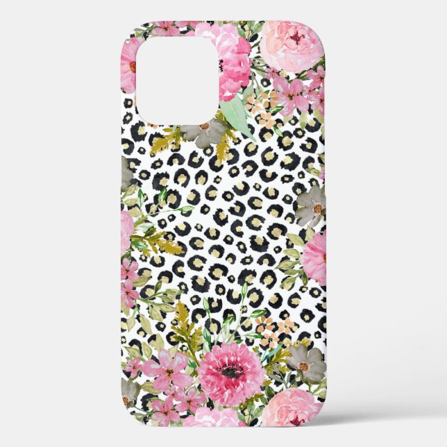 Elegantes Leopard Print und Blumendesign Case-Mate iPhone Hülle (Rückseite)
