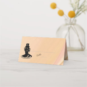 Elegantes Lesbian. Hochzeitspeach-Platzkarten Platzkarte