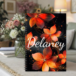 Elegantes Leuchtendes Feuer Orangefarbenes Floral Planer