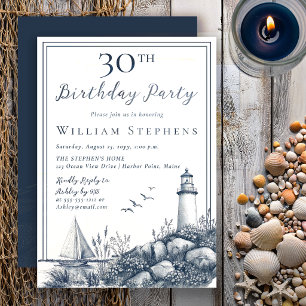 Elegantes Leuchtturm-Jubiläum zum 30. Geburtstag Einladung