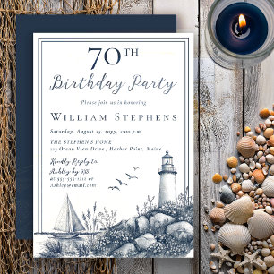 Elegantes Leuchtturm-Jubiläum zum 70. Geburtstag Einladung