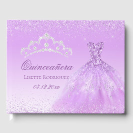 Elegantes Licht Lila Personalisiert Quinceanera Gästebuch