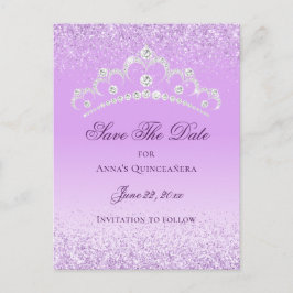 Elegantes Licht Lila Quinceanera Save the Date Postkarte