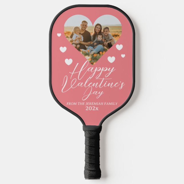 Elegantes Liebe Happy Valentine Day Family Foto Pickleball Schläger (Vorderseite)