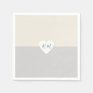 Elegantes Liebe Herz mit Bride & Groom Initialen Serviette