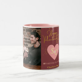 Elegantes Liebe Monogramm Valentinstag Foto Zweifarbige Tasse