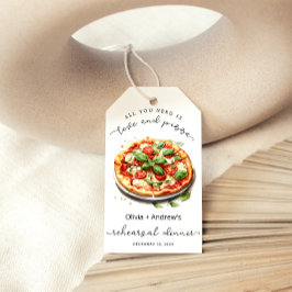 Elegantes Liebe- und Pizza-Probe-Dinner Geschenkanhänger
