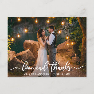 Elegantes Liebes- und Dank-Skript Hochzeitsfoto Postkarte