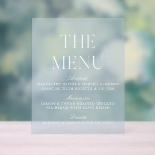 Elegantes Light Blue Akronylic Wedding Menu Sign Acrylschild