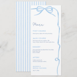 Elegantes Light Blue Bow Brautparty Party Menükarte