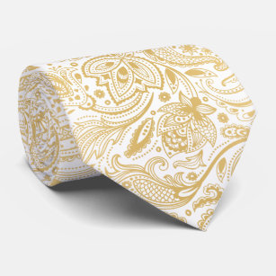 Elegantes Light Gold & White Vintag Paisley Krawatte