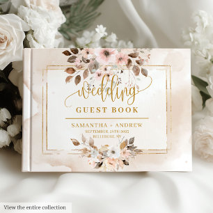 Elegantes Light Pink Gold Boho Wedding Gästebuch