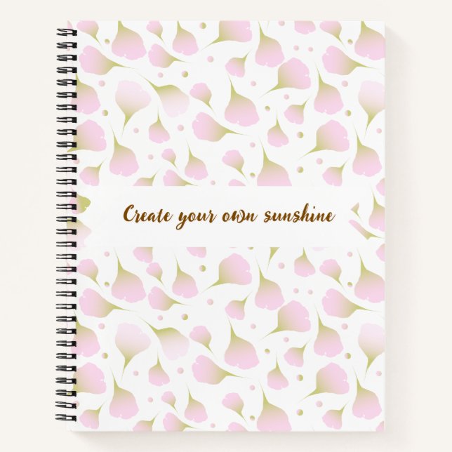 Elegantes Light Powder Rosa Monogramm Blumenblätte Notizbuch (Vorderseite)