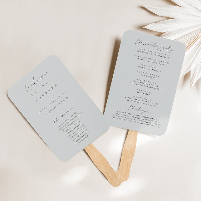 Elegantes Light Slate Blue Wedding Program Hand Fa Fächer (Von Creator hochgeladen)