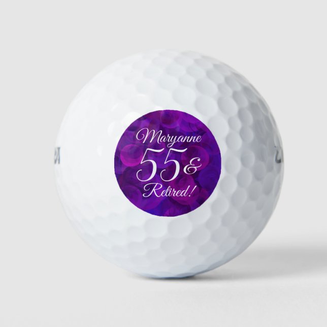 Elegantes Lila 55- & Ruhestand-Party Golfball (Vorderseite)