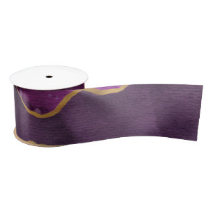 Elegantes Lila Abstraktes Wasserfarbmuster Satinband