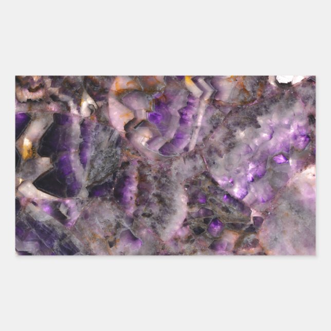 Elegantes lila Amethyst Quartz, lila Granit Rechteckiger Aufkleber (Vorderseite)