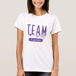Elegantes Lila anpassbares Team Braut Squad Shirt