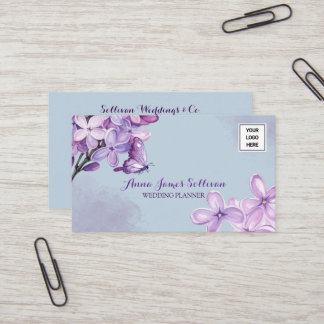 Elegantes lila Aquarell-Logo für Hochzeitsplaner Visitenkarte