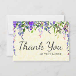 Elegantes Lila Aquarellgelb Vielen Dank Dankeskarte